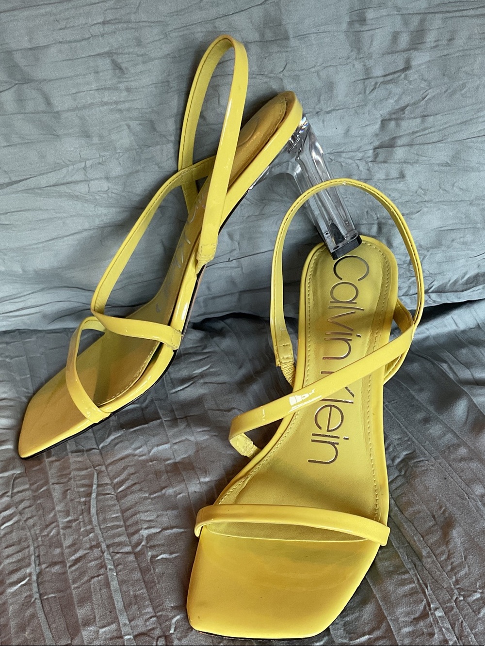 Calvin Klein Kcidina Patent Heels with Clear Block Heel